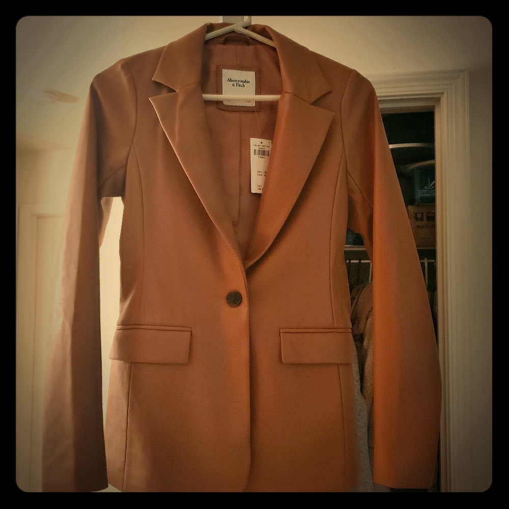 Abercrombie & Fitch Faux Leather Blazer XS Camel